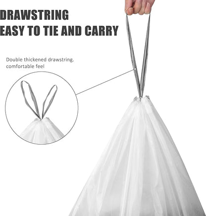 15 Gallon Trash Bags Drawstring,Tall Kitchen Trash Bags,50 Liter White Garbage Bags Kitchen,33 Count