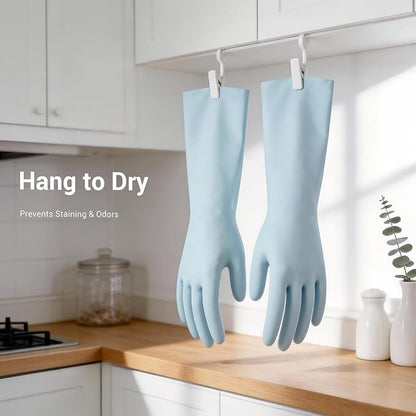 ThxToms 2 Pair Nitrile Dishwashing Cleaning Gloves,with Cotton Flocked Liner,Skin-Friendly & Anti-Slip Design,Y&P