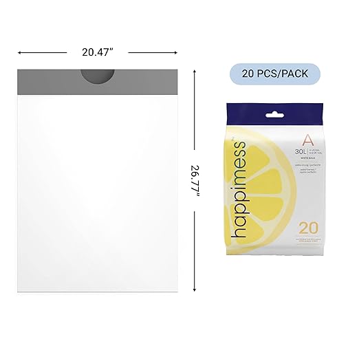 happimess 8 Gallon (30L) Drawstring Trash Bags, Lemon Scent, White, Heavy Duty MDPE Liners for Kitchen and Household, Odor Control, Custom Fit 120 Count (6 Packs of 20 Liners) HPM3100A-W-6SET