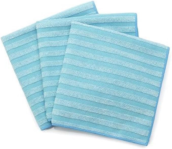 Fuller Brush 181 Dual Action Microfiber Cloths – 3-Pack, 16" x 16" Reusable Cleaning Towels with Scrubbing Stripes – Super Absorbent, Safe on All Surfaces