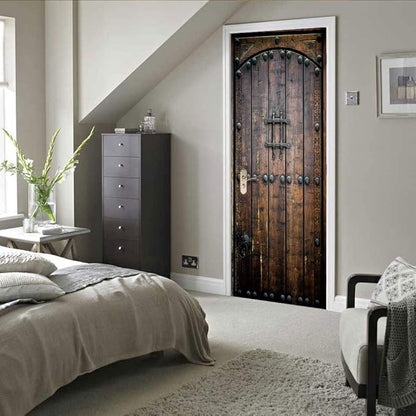 3D Door Wallpaper Self-Adhesive Door Sticker Wooden Door Film Poster Premium PVC Waterproof Wall Sticker for Bedroom Living Room Door Decoration Wallpaper 86 x 200 cm