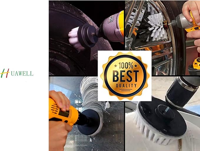 HUAWELL Automotive Soft White-Car Accessories Car Cleaning Brush - Drill Brush -Wheel Brush - Car Mats - Detail Brush - Carpet Cleaner - Boat Accessories - Fabric Seat Cleaner
