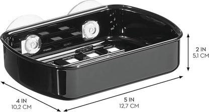 iDesign Suction Cup Soap Dish for Shower - Black