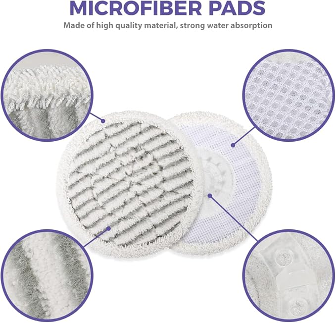 Replacement Steam Mop Pads for Shark Steam Mop Pads Compatible with Shark S7000AMZ S7000 S7001 S7001TGT S7000 Series Steam & Scrub All-in-One Hard Floor Steam Mop (6-PACK)