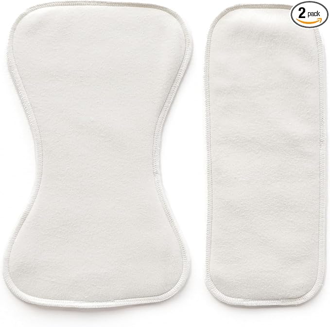 Esembly Ultra Absorbent Overnight Hemp Cloth Diaper Booster Inserts with Stay-Dry Fleece – Reusable Nighttime Doublers for Heavy Wetters – Size 2, 1 Set (1 Contours and 1 Boosters)