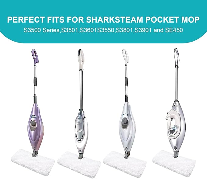 2 Pack Steam Pocket Mop Replacement Pads for Shark S3500 Series S3501 S3601 S3550 S3901 SE450 S3801CO S3601D S2901 S2902 S3801