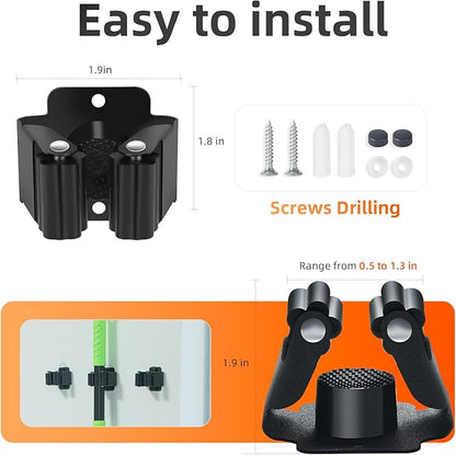 12 PCS Broom Holder Wall Mount, Upgraded Heavy Duty Mop and Broom Holder Wall Mount, Stainless Steel Broom Hanger Mop Holder Rack for Kitchen Laundry Garden Tool Organizer