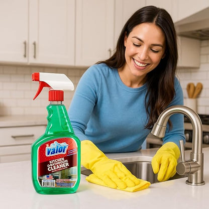 Valor Kitchen & Bathroom Cleaner Spray – Multi-Surface Degreaser & Limescale Cleaning Solution, Eco-Friendly Biodegradable Formula, (32 Fl Oz (Pack of 3))