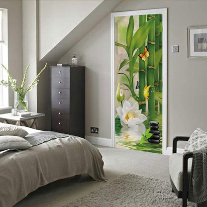 3D Peel and Stick Wall Murals - Bamboo - Self-Adhesive Removable PVC Waterproof Door Poster for Bedroom Living Room 31.5" x 78.7"