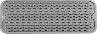 MicoYang Silicone Dish Drying Mat for Multiple Usage,Easy clean,Eco-friendly,Heat-resistant Silicone Mat for Kitchen Counter,Sink,Bar,Bottle,or Cup Grey M 17 inches x 6 inches