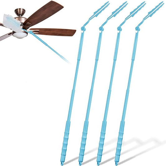 Colingmill 4 Pcs 3 ft Replacement Handles Compatible with Duster Refills, Extendable Long Extended Handle Only, Adjustable Length for Ceiling Fans, Blinds, Shelves, Windows (Sky Blue)