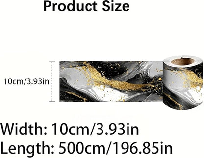 Marble Wave Wallpaper Border 196x4 Inch Peel and Stick Wall Border Black White Gold Pattern Removable Vinyl Wall Trim Kitchen Bathroom Living Room Home Decor