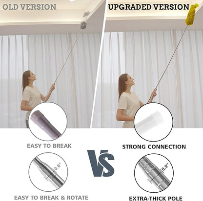 Upgraded Dusters for Cleaning (6pcs), Ceiling Fan Duster with 100" Thickened Extension Pole, Extendable Long Microfiber Duster for High Ceilings, Reusable & Washable Dusting Wand by OOSOFITT