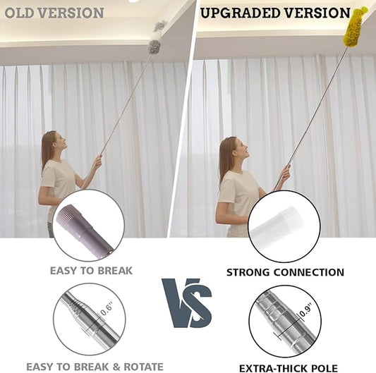 Upgraded Dusters for Cleaning (6pcs), Ceiling Fan Duster with 100" Thickened Extension Pole, Extendable Long Microfiber Duster for High Ceilings, Reusable & Washable Dusting Wand by OOSOFITT