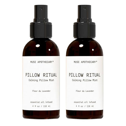 Muse Apothecary Pillow Ritual - Aromatic, Calming and Relaxing Pillow Mist, Linen and Fabric Spray - Infused with Natural Aromatherapy Essential Oils - 4 oz, Fleur du Lavender, 2 Pack