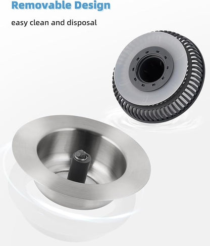 Universal 3 in 1 Kitchen Sink Drain Strainer Stopper Combo, Stainless Steel Shell Pop Up Sink Stopper for US Standard 3-1/2 inch Drain Filter, Anti-Clog and Easy Clean