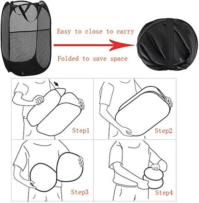 DurReus Foldable Large Pop Up Laundry Hamper with Pocket for Dirty Clothes,Sporting Goods,Baby Toys,Dorm Laundry Basket Rectangle Black