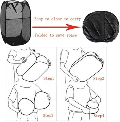 DurReus Foldable Large Pop Up Laundry Hamper with Pocket for Dirty Clothes,Sporting Goods,Baby Toys,Dorm Laundry Basket Rectangle Black