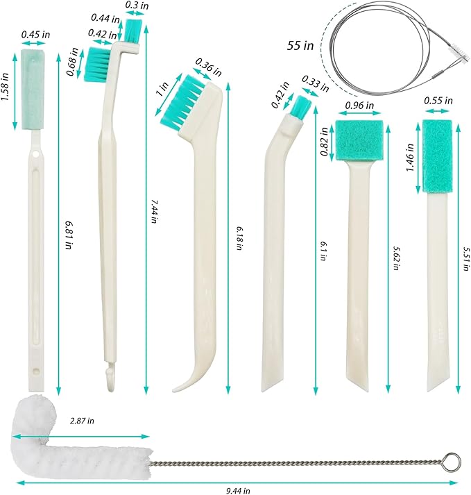 10 Pcs Ice Machine Cleaning Brush Kit, Ice Maker Cleaner Tools Set-2 Extra Long Pipe Drain Cleaners Brush, 9 Small Crevice Cleaning Brushes for Cleaning Ice Machine Crevice in Tight Spaces
