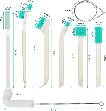 10 Pcs Ice Machine Cleaning Brush Kit, Ice Maker Cleaner Tools Set-2 Extra Long Pipe Drain Cleaners Brush, 9 Small Crevice Cleaning Brushes for Cleaning Ice Machine Crevice in Tight Spaces