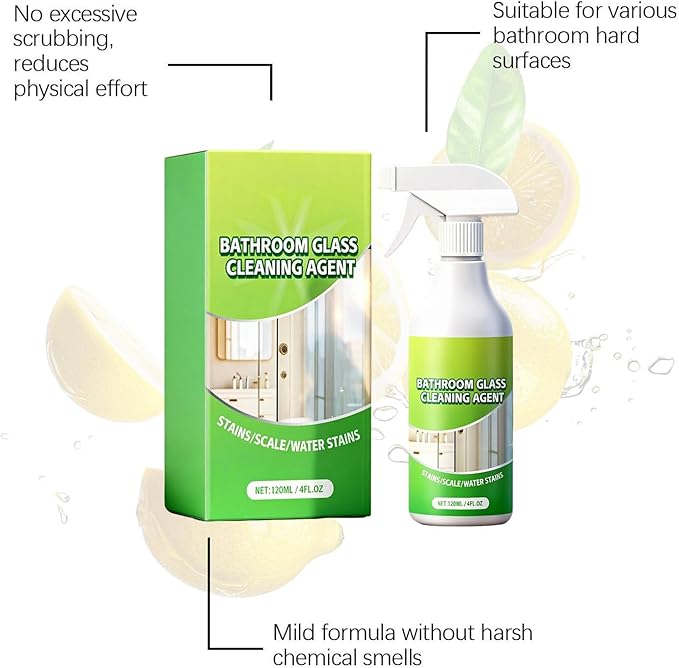 Bathtub Cleaner - Daily Shower Cleaner 120ml Spray, Multipurpose Anti-Fog Formula For Clarity, Remove Dirt Grime Grout Porcelain Surfaces, Tile Kitchen Bathroom RV Restroom Supplies | for Mirror Glass