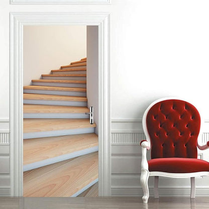 3D Door Stickers Murals - Stairs Wallpaper Self-Adhesive Removable PVC Waterproof Matt Finish Futuristic 1 Adults
