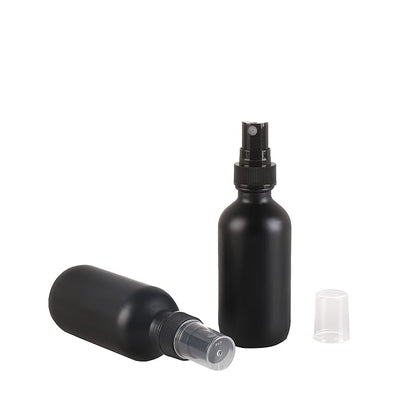NOOEEISS Frosted Black Glass Small Spray Bottle 2 oz 24 Packs,Fine Mist Sprayer Small Clear Bottles,Refillable Containers mini spray bottles for Cleaning Solutions and Skin Care (Frosted Black 24pcs)
