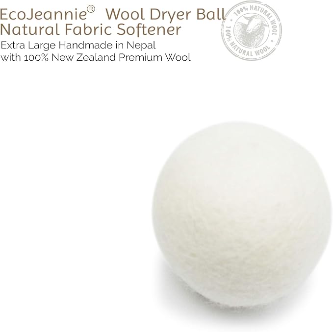 Wool Dryer Ball 1 Piece - Premium XL Organic Eco-Friendly Natural Unscented Non-Toxic Felt Laundry Ball
