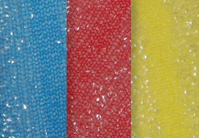 Nylon Kitchen Sponge Scrubber, Heavy Duty, Hand Friendly Scouring Sponge for Sink, Pot, Dish Washing Scrubber Non-Scratch, Kosher Sponge,6 Pack, Blue-Red/Pink-Yellow by Superio…