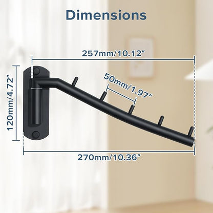 Alise Wall Mounted Drying Rack,Swivel Clothes Drying Rack Stainless Steel,Space Saving Clothes Hanger Rack,Heavty Duty Clothes Wall Drying Rack for Laundry Closet Bedroom/Bathroom,Matte Black