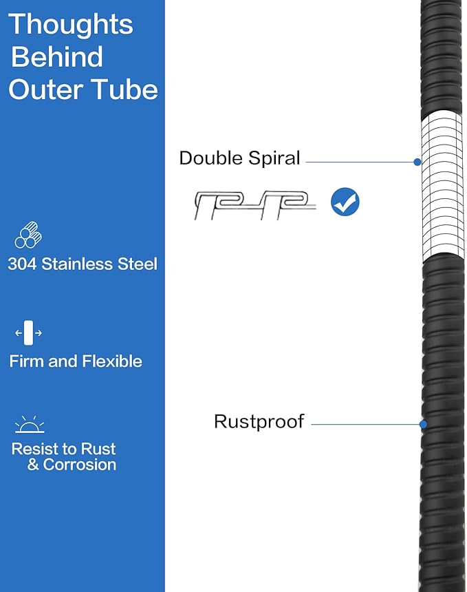 RUMOSE 69 inches Shower Hose Shower Head Extension Hose Extra Long Stainless Steel Shower Tube Attachment Flexible Handheld Shower Sprayer Hose, Matte Black