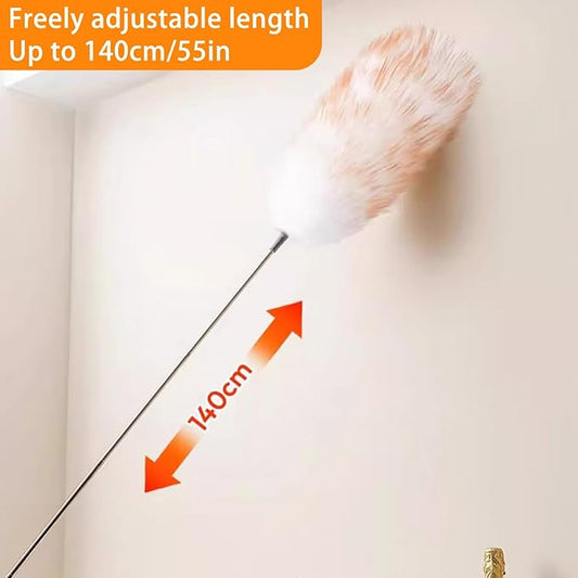 Kaxich Extendable Lambswool Duster 30-55 Inch with Duster Head Replacement, Feather Duster for Cleaning Fans, Ceiling, Light, Bookshelf, Office, Home