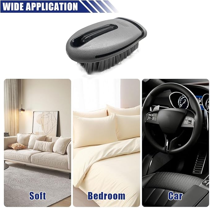 Carpet and Upholstery Cleaning Brush, Hanging Hole Car Cleaning Brush, Leather Seat Brush, Car Detailing Carpet Brush for Car Interior and Home, Fits Scrubbing Couch, Clothes, Tile (Gray)