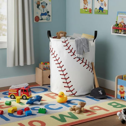 Baby Laundry Hamper kids laundry Basket Waterproof Laundry Bag for Bedroom Toy Clothes Organizer Room Décor(Baseball)