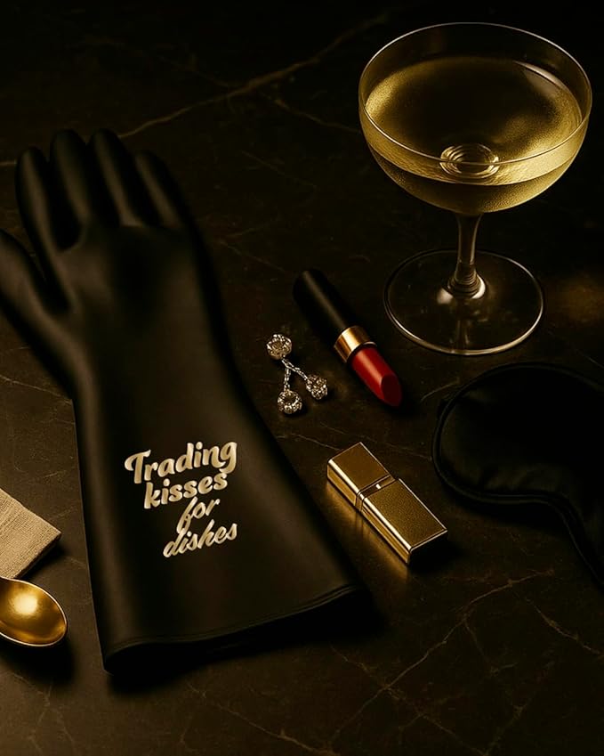 We Glove It™ Chic Black Dishwashing Gloves – Stylish, Reusable & Fun Gift with Flirty Sayings for Kitchen Cleaning
