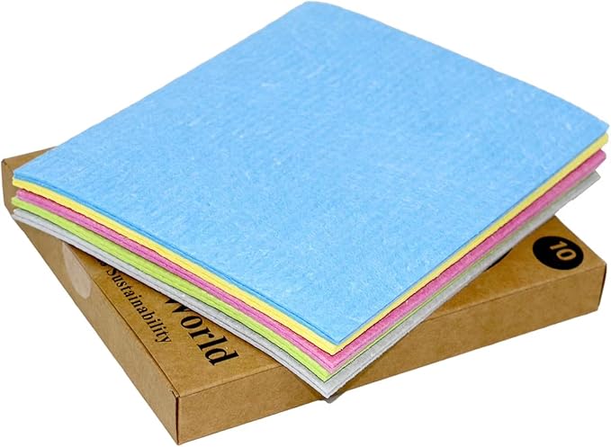 Swedish Dishcloths – 10 Pack Super Absorbent Eco-Friendly Cleaning Cloths | Reusable Biodegradable Kitchen Towels for Dishes, Counters & Household Use