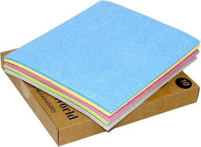 Swedish Dishcloths – 10 Pack Super Absorbent Eco-Friendly Cleaning Cloths | Reusable Biodegradable Kitchen Towels for Dishes, Counters & Household Use