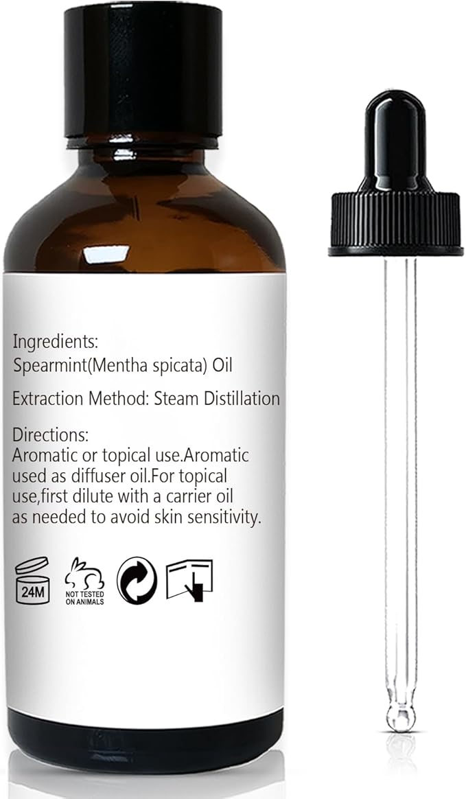 GM Gumili Spearmint Essential Oil 1 Oz, 100% Pure Natural Spearmint Oil, Refreshing Aromatherapy Essential Oils for Diffuser, Face, Skin, Hair Care