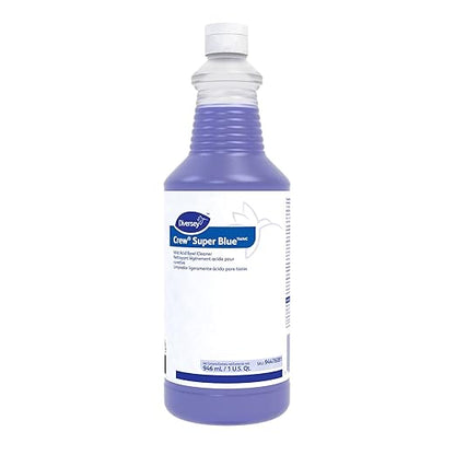 Diversey CREW 94476081 Super Blue Mild Acid Liquid Toilet Bowl Cleaner, Removes Rust, Scale & Stains, Citrus Scent, Ready-to-Use Squeeze Bottle, 32-Ounce (Pack of 12)