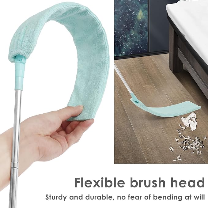 Gap Dust Cleaner, Telescopic Removal Brush Long Handle Duster,Multifunction Retractable Microfiber Flat Gap Dust Brush Gap Mop,Extendable Cleaning Tool, for High Celling Bedroom Window (Light Green)