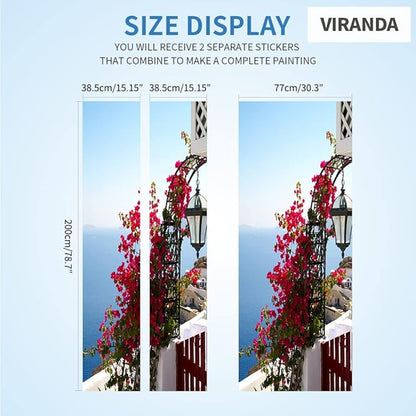 3D Door Stickers Murals Peel and Stick Wallpaper -Blue Door- PVC Self-Adhesive Door Decals Removable Waterproof Poster for Bedroom Living Room Home Door Wall Decoration 39.3x86.6 inch