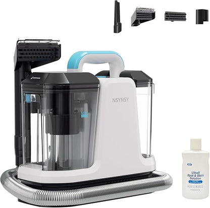 Portable Carpet & Upholstery Spot Cleaner, Compact Strong-Suction Machine with Scrubbing Brush, Removes Pet Stains, Spills & Dirt from Furniture, Stairs, Rugs, Mattresses & Car Interiors