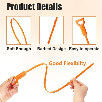 20 Inch Snake Drain Hair Removal Tool,Hair Drain Cleaner Tool, Hair Cather Shower Drain Tool, Drain Auger hair Cleaning Tool for Shower Kitchen Sink Bath Tub Bathroom(6 Pack)
