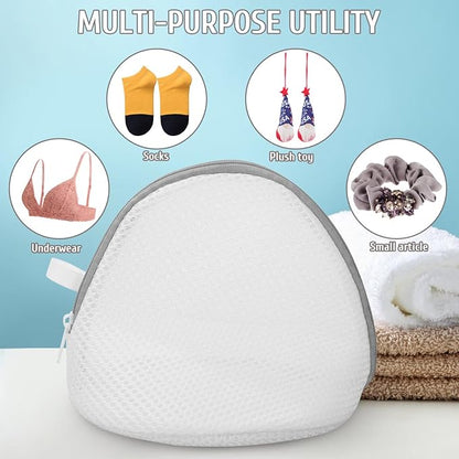 Zippered Mesh Laundry Bag for Delicates Lingerie Underwear Washer Protector 6.69X5.90X5.90 Inches Reusable Laundry Net Bag 2-Pack