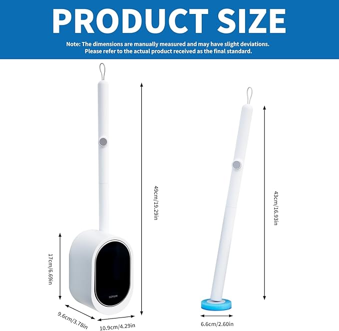 SOPAMI Disposable Toilet Cleaning System - Toilet Wand Kit with 16 High-Performance Refills, Wall Mounted Toilet Brush and Holder for Deep Cleaning Bathroom