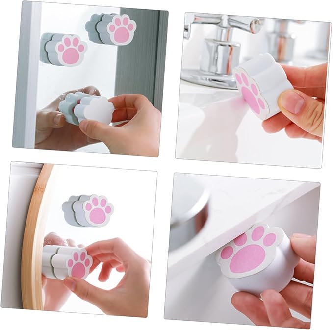 4pcs Cat Claw Mirror Cleaners Unique Adhesive Sponge Wipes for Glass and Bathroom Surfaces Easy to Use Durable and Cleaning Tools for Home Use