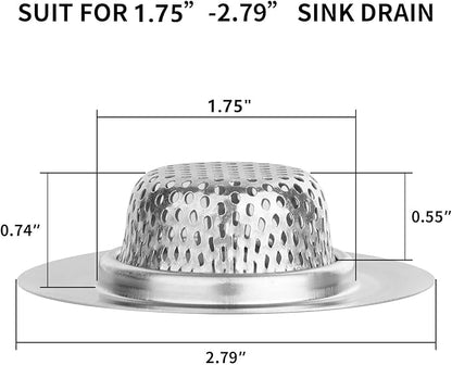 Ohtomber 2PCS Bathtub Drain Strainer - 2.79 inch Bathtub Floor Shower Hair Drain Catcher Cover, Stainless Steel Bathroom Sink Strainer Filter Basket for Bathroom Sink, Wash Basin