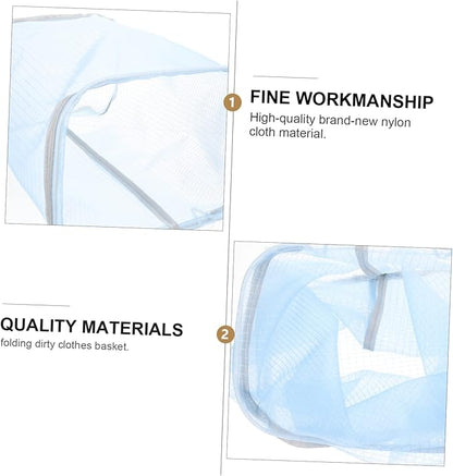 Wall Hanging Clothes Basket Breathable Mesh Laundry Hamper for Dirty Clothes Space-saving Storage Organizer Suitable for Bathroom and Home Use Blue