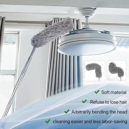 Microfiber Feather Duster 4-in-1 Kit, Dusters for Cleaning, Duster with Extension Pole 100 Inches, Cobweb Duster, Microfiber Dusters for High Ceilings and Fans, Blinds, Cars and Furniture