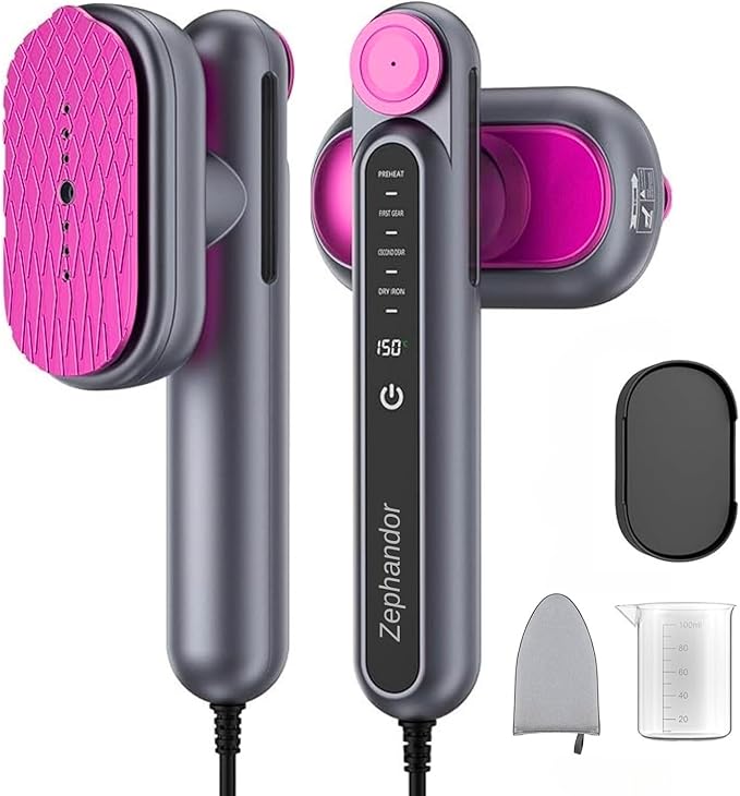 Handheld Travel Steamer for Clothes, Portable Iron Steamer, Garment Steamer & Iron 2 in 1, 15s Fast Heat-Up, 1200W Power, Travel Size with Ceramic Heat Panel, Drip-Free, Auto Shut-Off, 110-120V